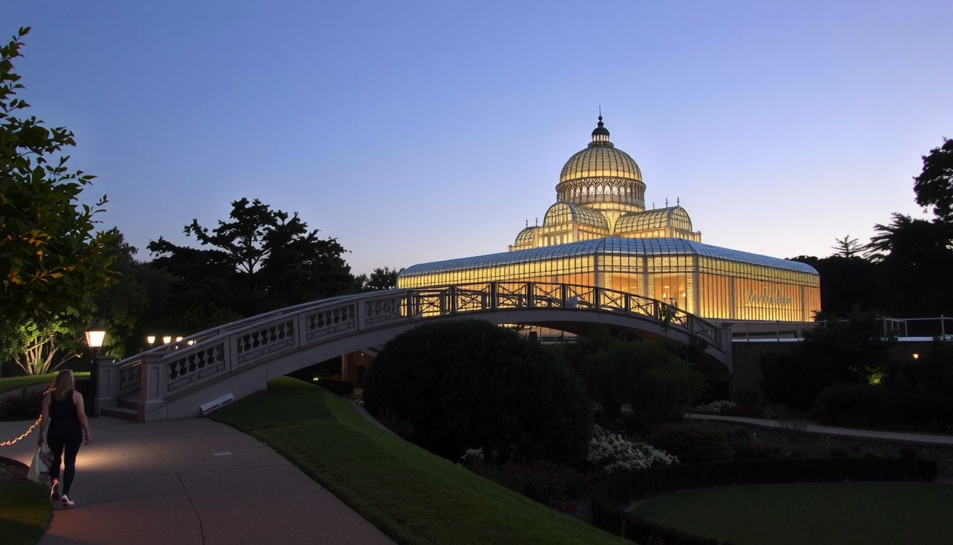 Myriad Botanical Gardens at dusk
