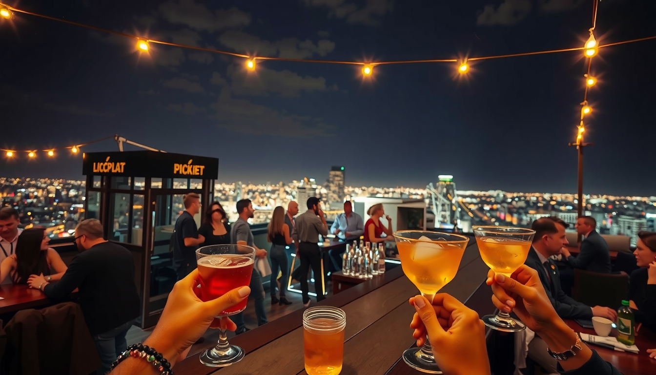 Rooftop bar overlooking OKC